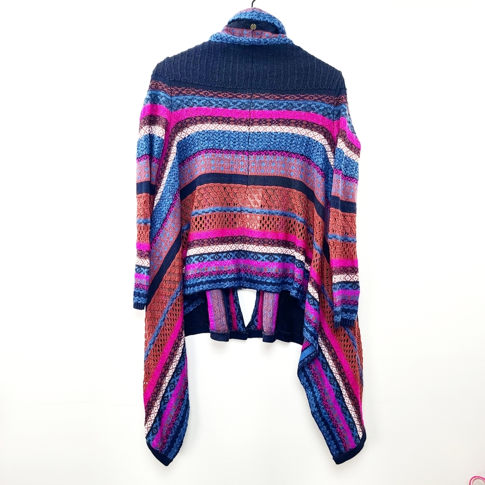 Billabong Winter Wonderland Striped Asymmetrical Cardigan Sweater Sz M - Picture 3 of 5